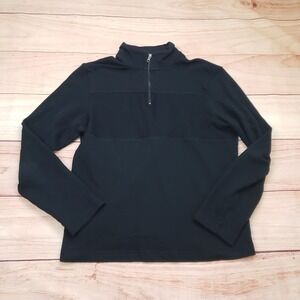 Ted Baker Sweater Mens Medium Black 1/4 Zip Mock Neck Knit Cotton Pullover
